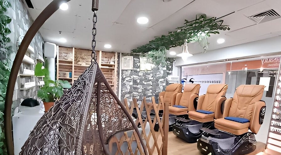 Relaxing chairs and greenery at Julia Beauty at Orchard, Singapore, Singapore, SG.