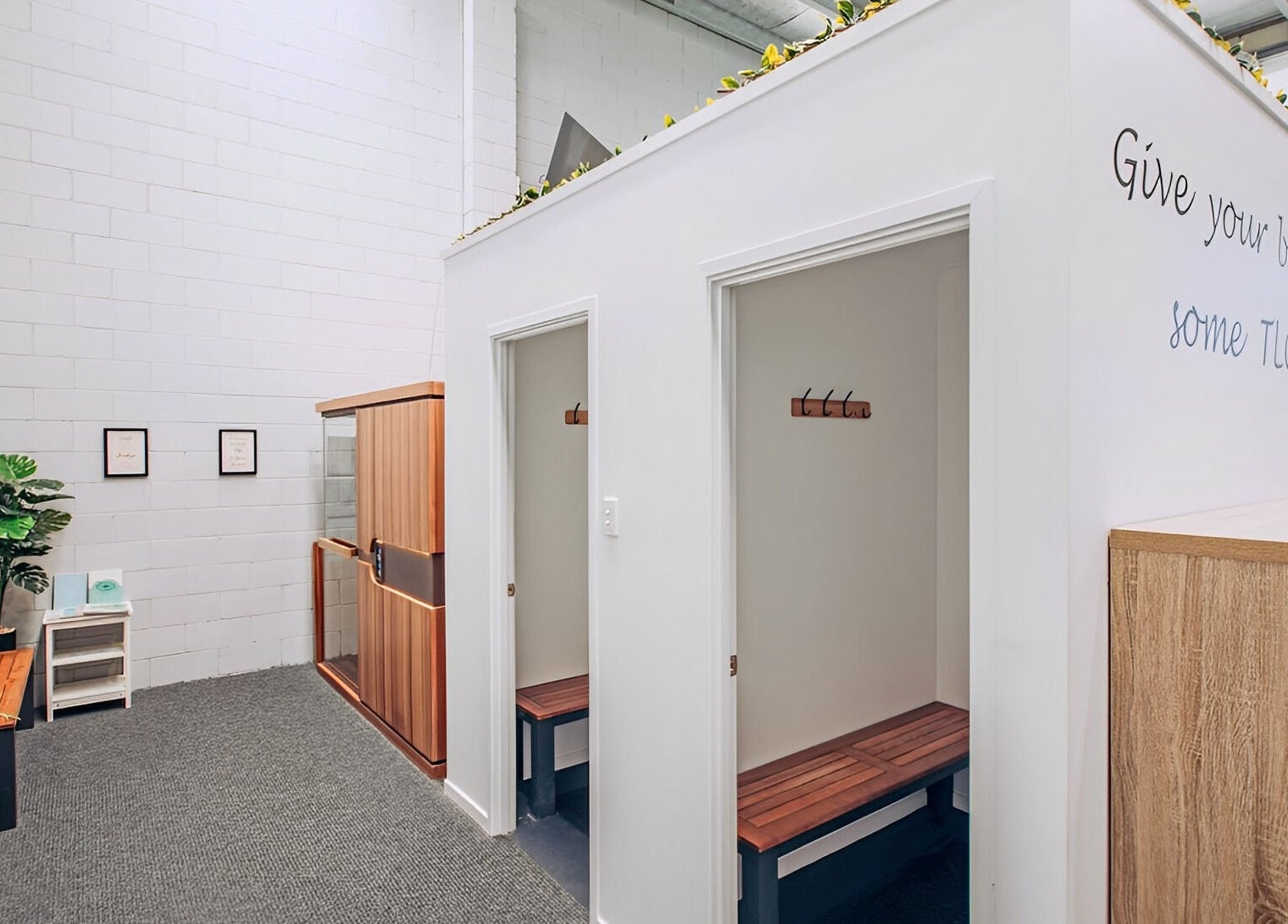 Relaxing wellness space at TLC Recovery in Alexandra Headland, Queensland, AU with seating and sauna.