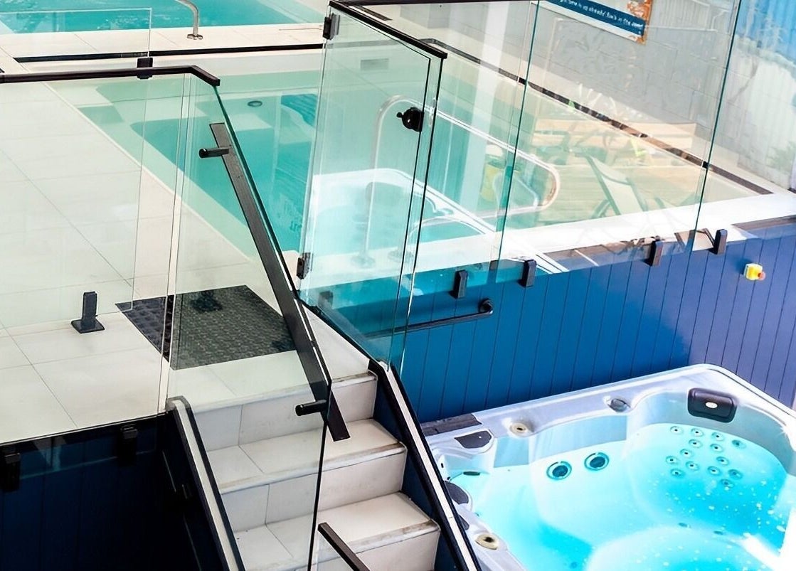 Luxurious pool and spa at TLC Recovery, Alexandra Headland, Queensland, AU, showcasing modern relaxation space.