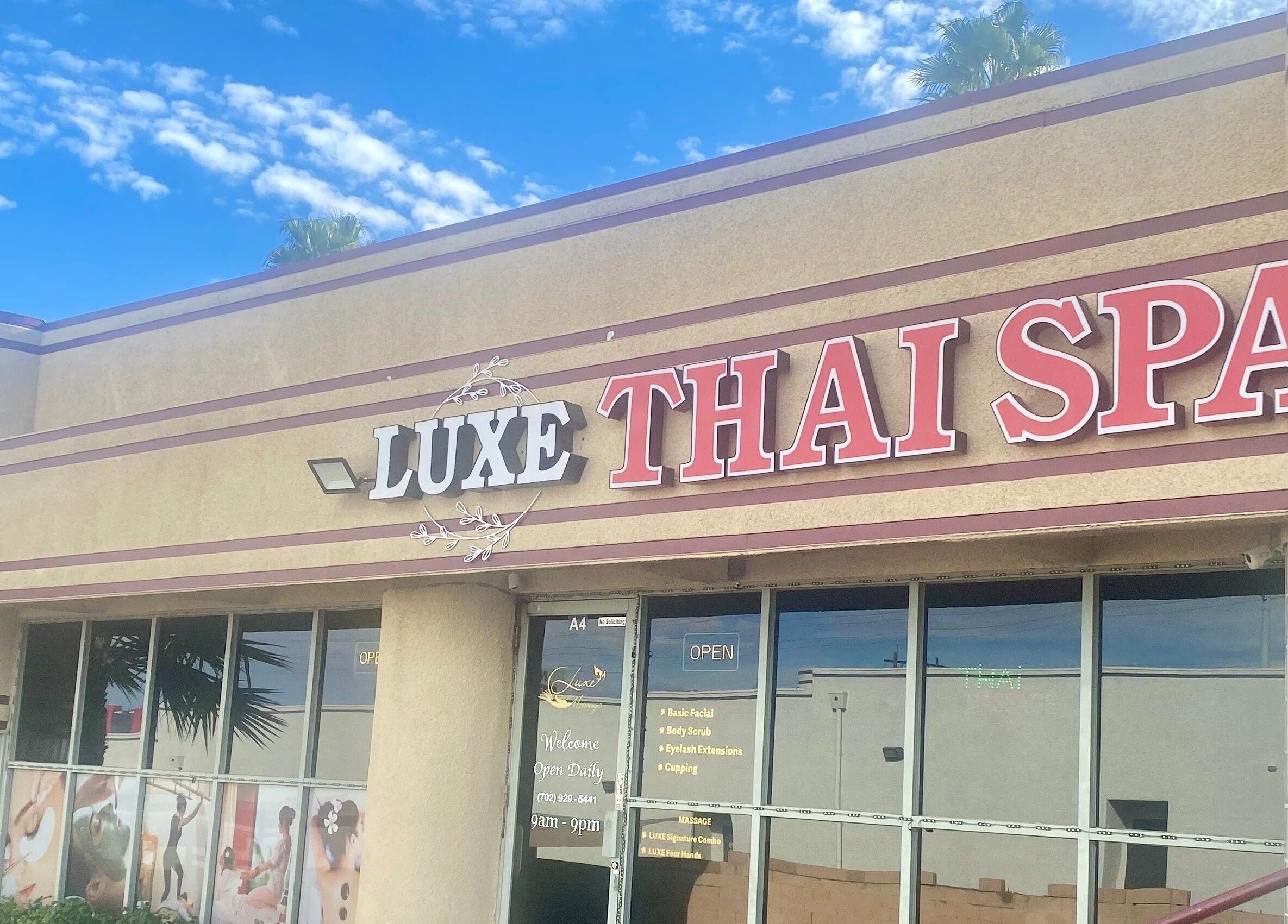 Front view of LUXE Thai Spa & Massage in Las Vegas, Nevada, US with welcoming exterior.