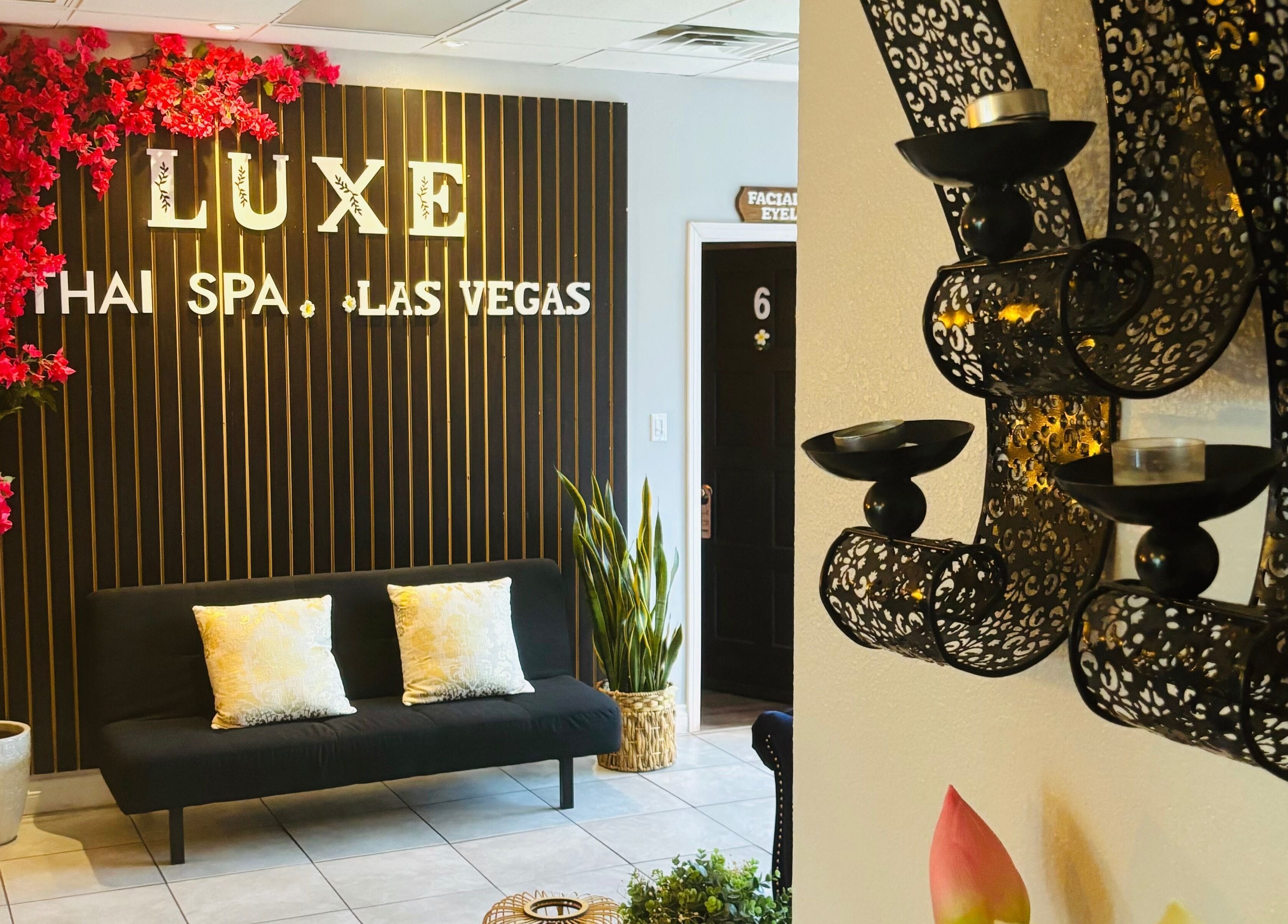 LUXE Thai Spa & Massage entrance with elegant decor in Las Vegas, Nevada, US.