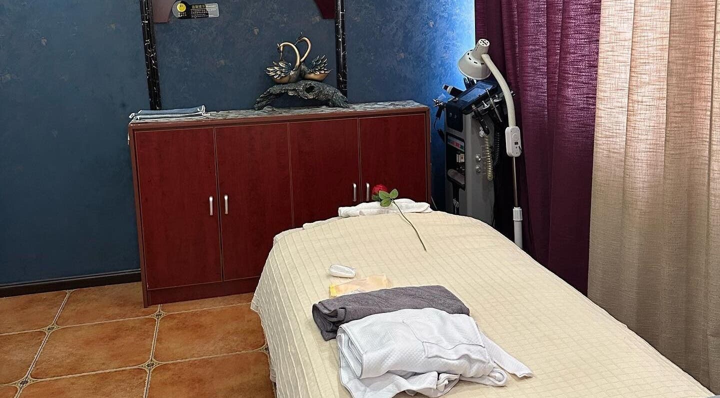 Relaxing spa room at My Nail & Beauty, Christchurch, Canterbury, NZ with massage table and calming decor.