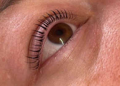Close-up of beautifully curled lashes at Princess Beauty by Sarah in Hasland, England, GB.