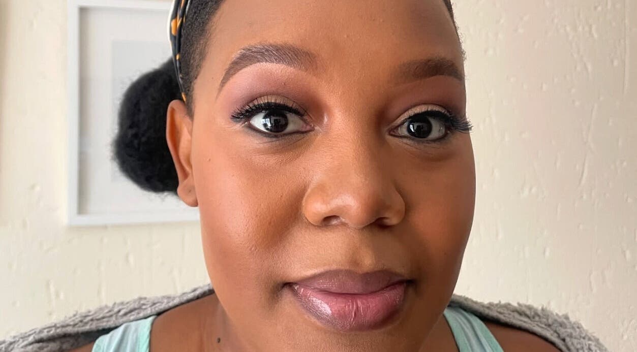 A customer with flawless makeup at Touch by Thato Pretoria, located in Pretoria, Gauteng, ZA.