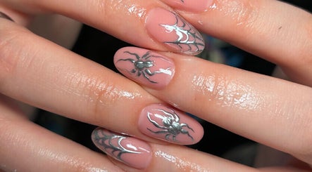 Unique spider web nail art at Jade Saunders Nails in Rugby, England, GB. Perfect for creative style lovers.