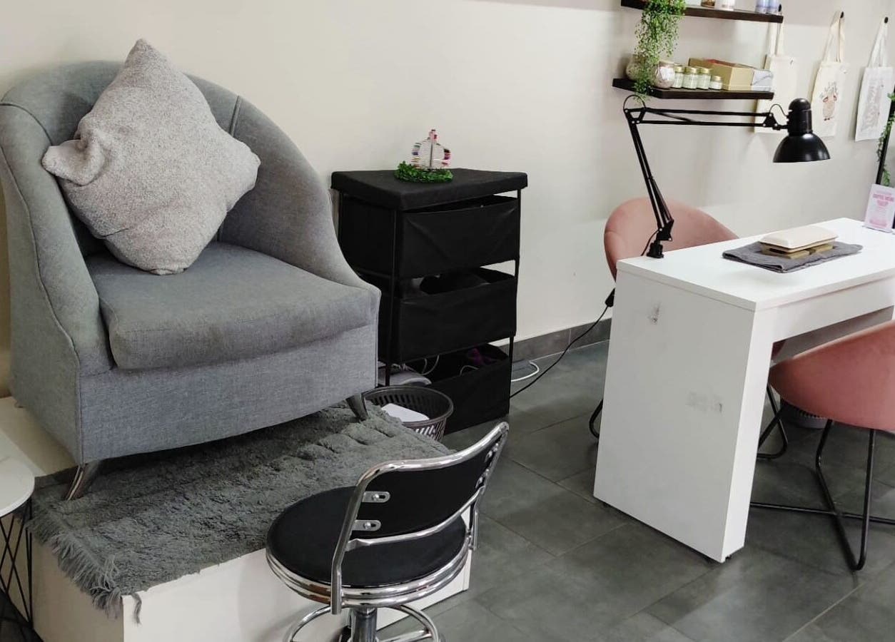 Chic nail treatment area at Black & Purple Beauty Spa - Nails By Dee in Roodepoort, Gauteng, ZA.