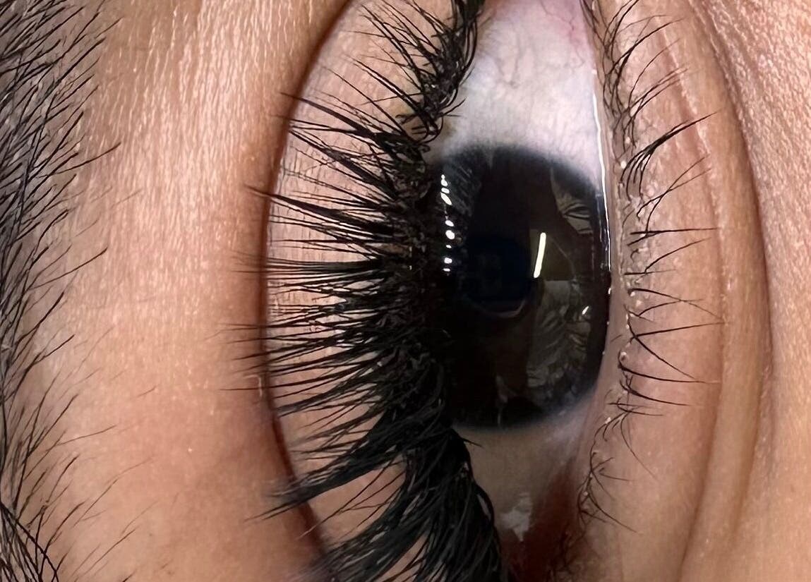 Close-up of expertly styled lash extensions at ABeauty's, Alexis in London, England, GB.