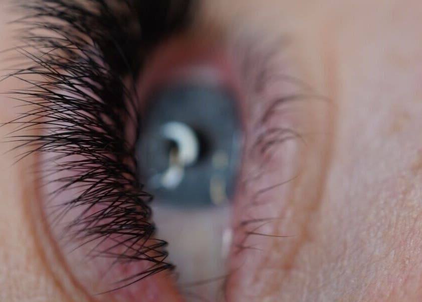 Closeup of lush eyelashes at ABeauty's, Alexis in London, England, GB highlighting fine beauty details.