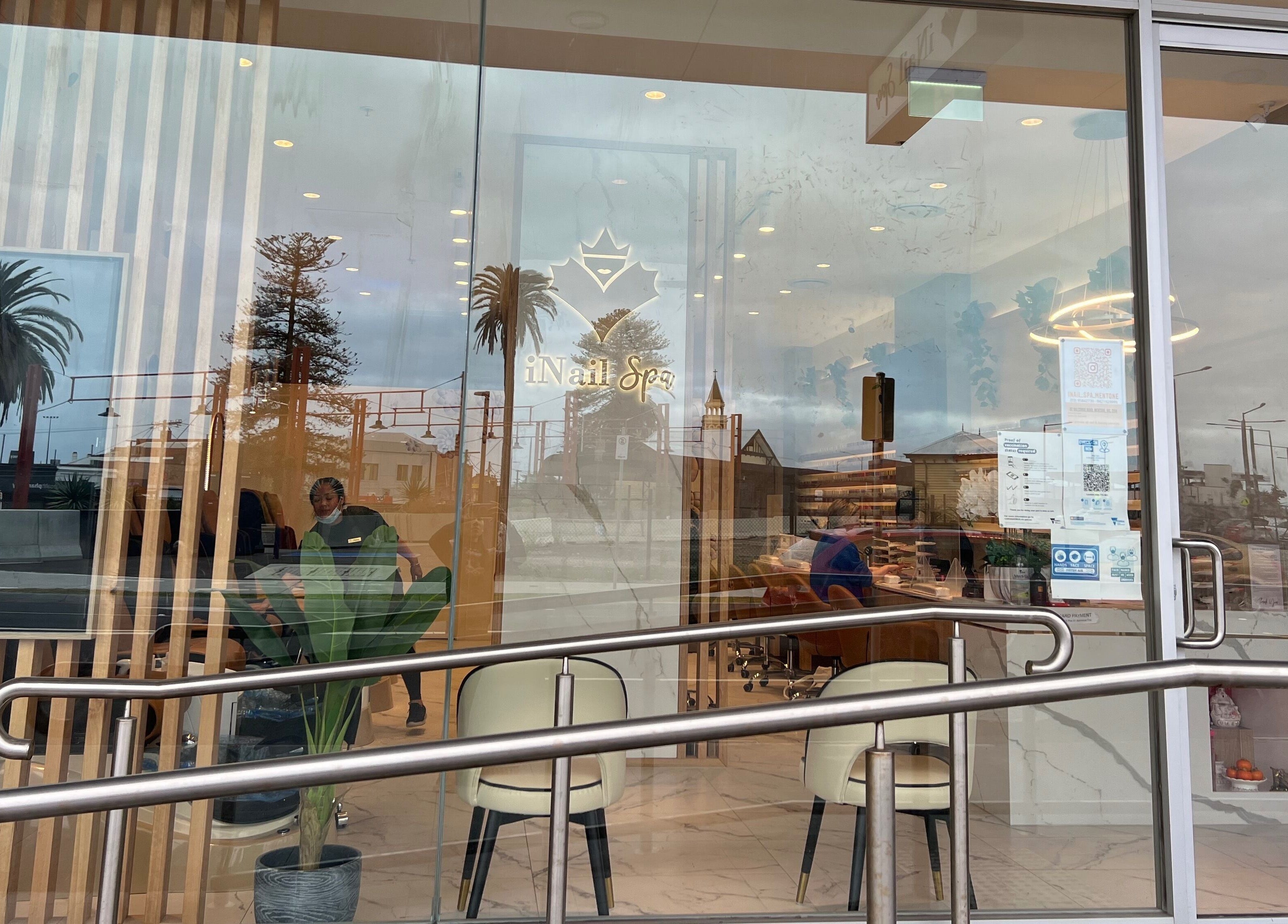 Front view of iNail Spa entrance showcasing modern design in Mentone, Victoria, AU.