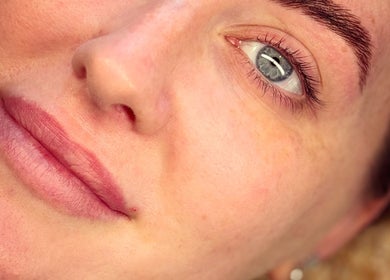 Close-up of perfectly groomed brows at House of Terri Brows, Rozelle, New South Wales, AU.