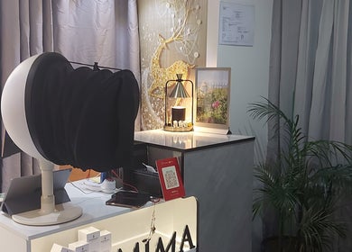 Elegant reception area at Mima Skin at TST, located at 尖沙咀多福大廈2樓A室, HK, featuring stylish decor.