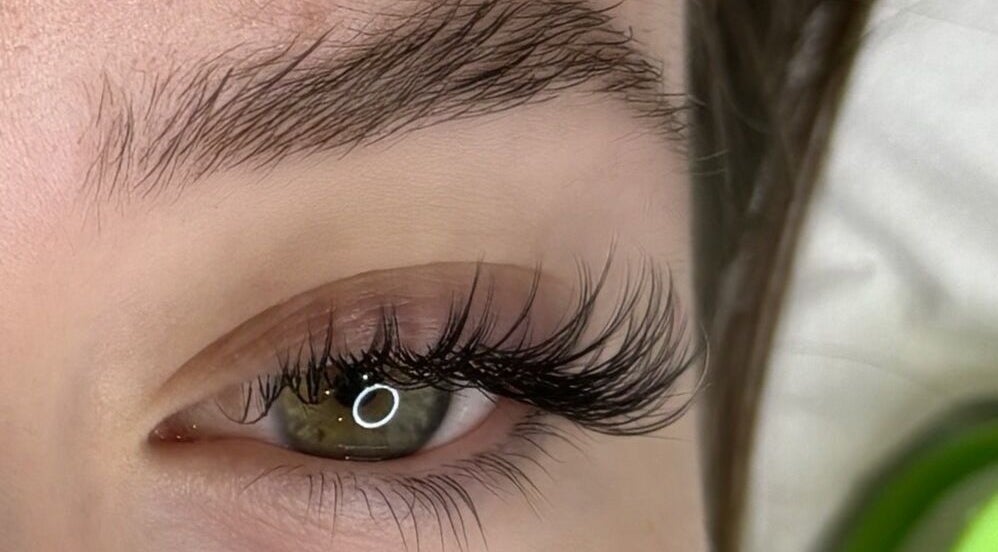Close-up of elegant eyelash extensions at Lash & Beauty by Tamsin, Crowborough, England, GB.