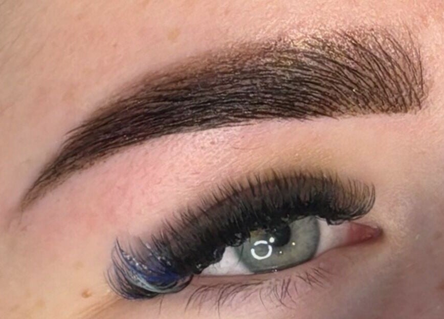 Close-up of styled lash and brow at Lash & Beauty by Tamsin, Crowborough, England, GB.