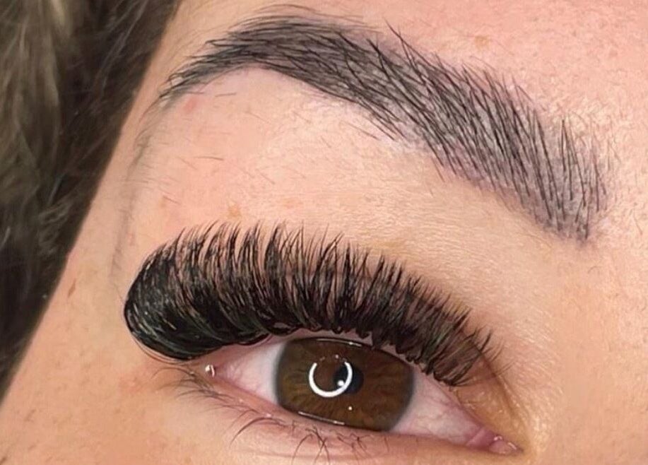 Close-up of expertly applied eyelash extensions at Lash & Beauty by Tamsin, Crowborough, England, GB.