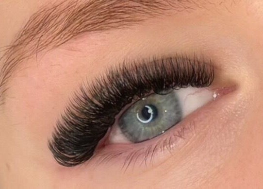 Close-up of eyelash extensions at Lash & Beauty by Tamsin, Crowborough, England, GB.