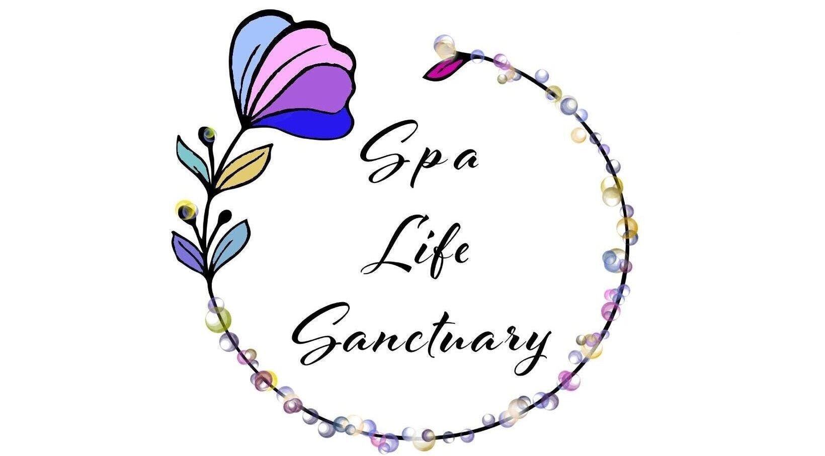 Logo of Spa Life Sanctuary in Philadelphia, Pennsylvania, US features a colorful floral design surrounding the name.