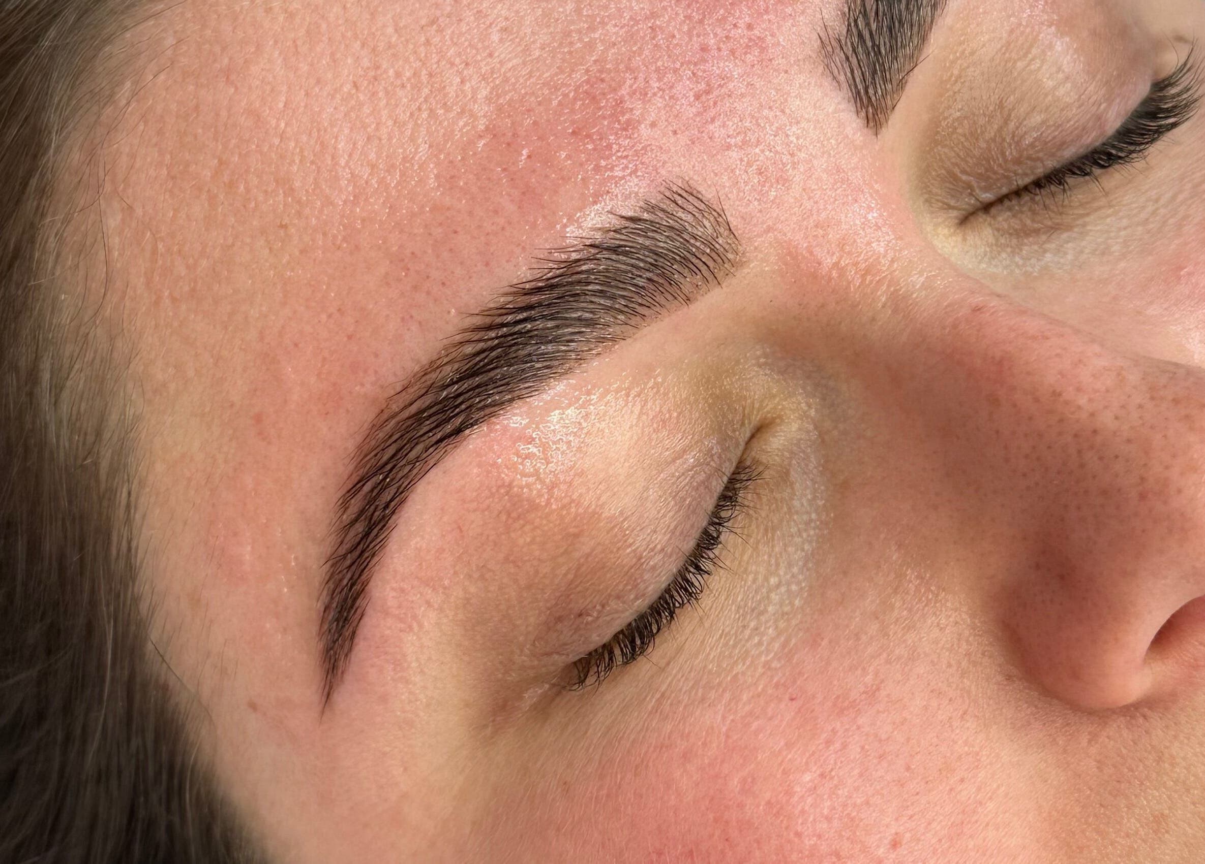 Close-up of perfectly groomed eyebrows at Anita Yasmin Beauty, Warrimoo, New South Wales, AU.