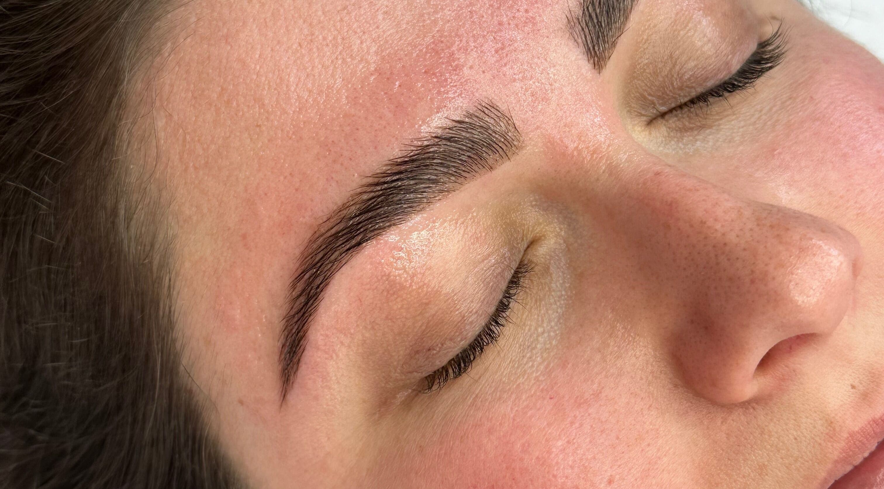 Close-up of perfectly groomed eyebrows at Anita Yasmin Beauty, Warrimoo, New South Wales, AU.