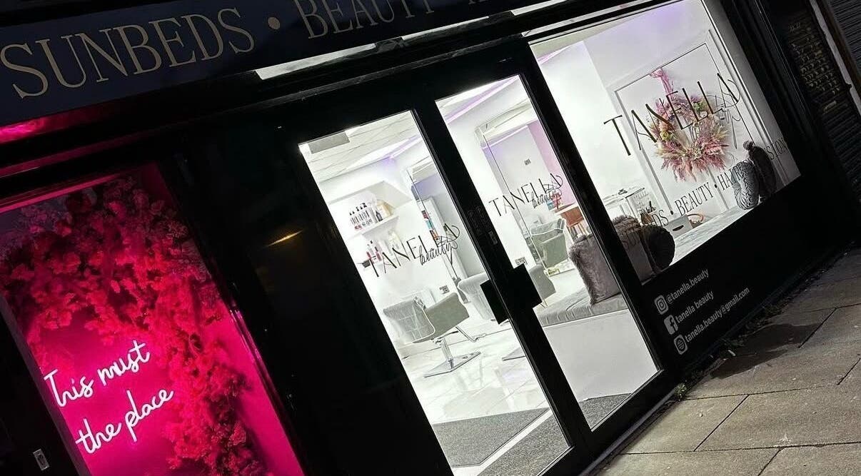 Tanella Beauty's stylish entrance in Gateshead, England, GB, showcases a welcoming and chic beauty salon.