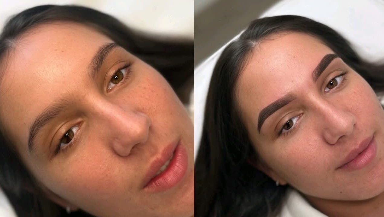 Before and after eyebrow transformation at By Marcella (Clitheroe), Clitheroe, England, GB.