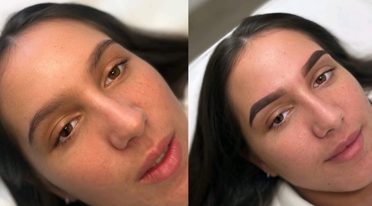 Before and after eyebrow transformation at By Marcella (Clitheroe), Clitheroe, England, GB.