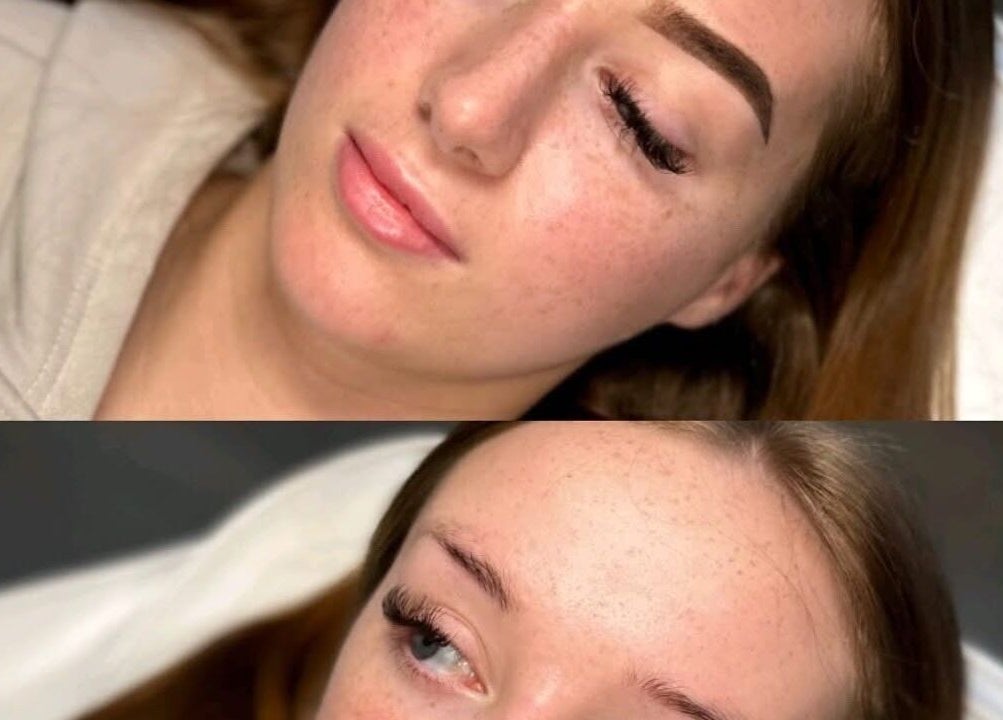 Close-up of a woman's face with elegant lashes at By Marcella (Clitheroe), Clitheroe, England, GB.
