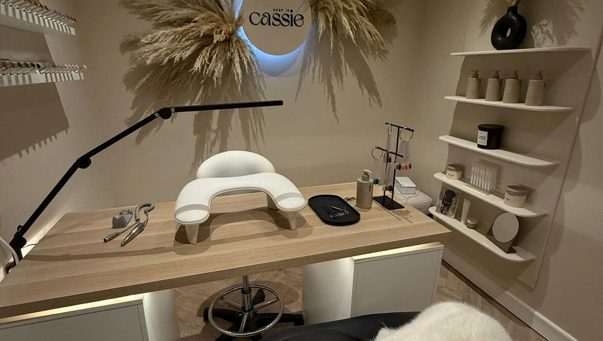 Modern manicure station at Keep It Cassie, Hucclecote, England, GB. Stylish decor enhances the serene ambiance.