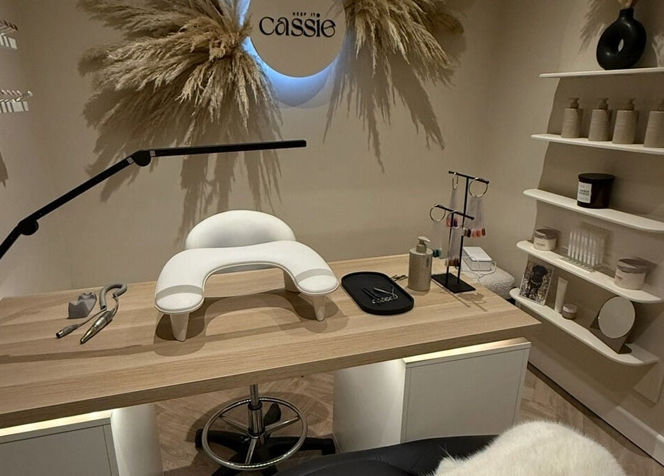 Modern manicure station at Keep It Cassie, Hucclecote, England, GB. Stylish decor enhances the serene ambiance.