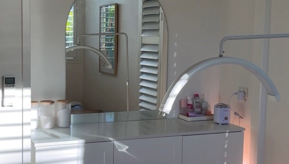 Tranquil beauty station at Brow Stance, Bli Bli, Queensland, AU, with natural light and modern decor.