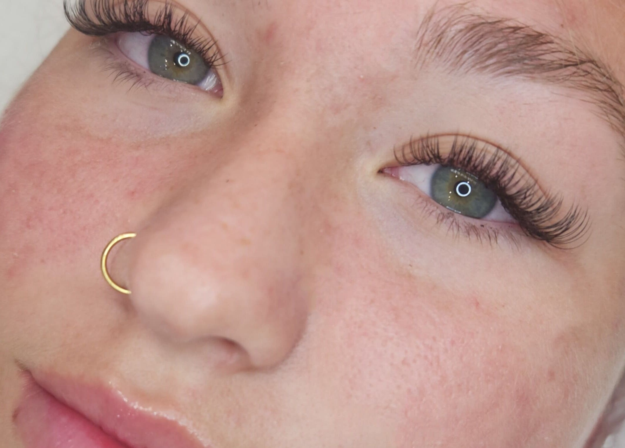 Close-up of woman with beautiful lashes at Sage Rose Lash Studio, Budgewoi, New South Wales, AU.