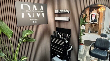 Stylish RM Barbering salon in Stockton-on-tees, England, featuring sleek interior and modern equipment.
