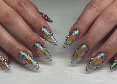 Stunning futuristic nail art at Cindy's Nails, Denver, Colorado, US. Perfect for a stylish look.