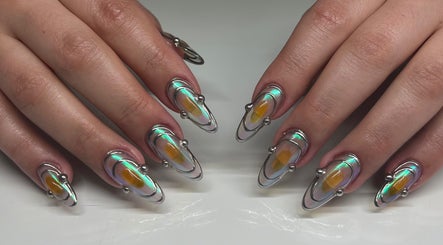Stunning futuristic nail art at Cindy's Nails, Denver, Colorado, US. Perfect for a stylish look.