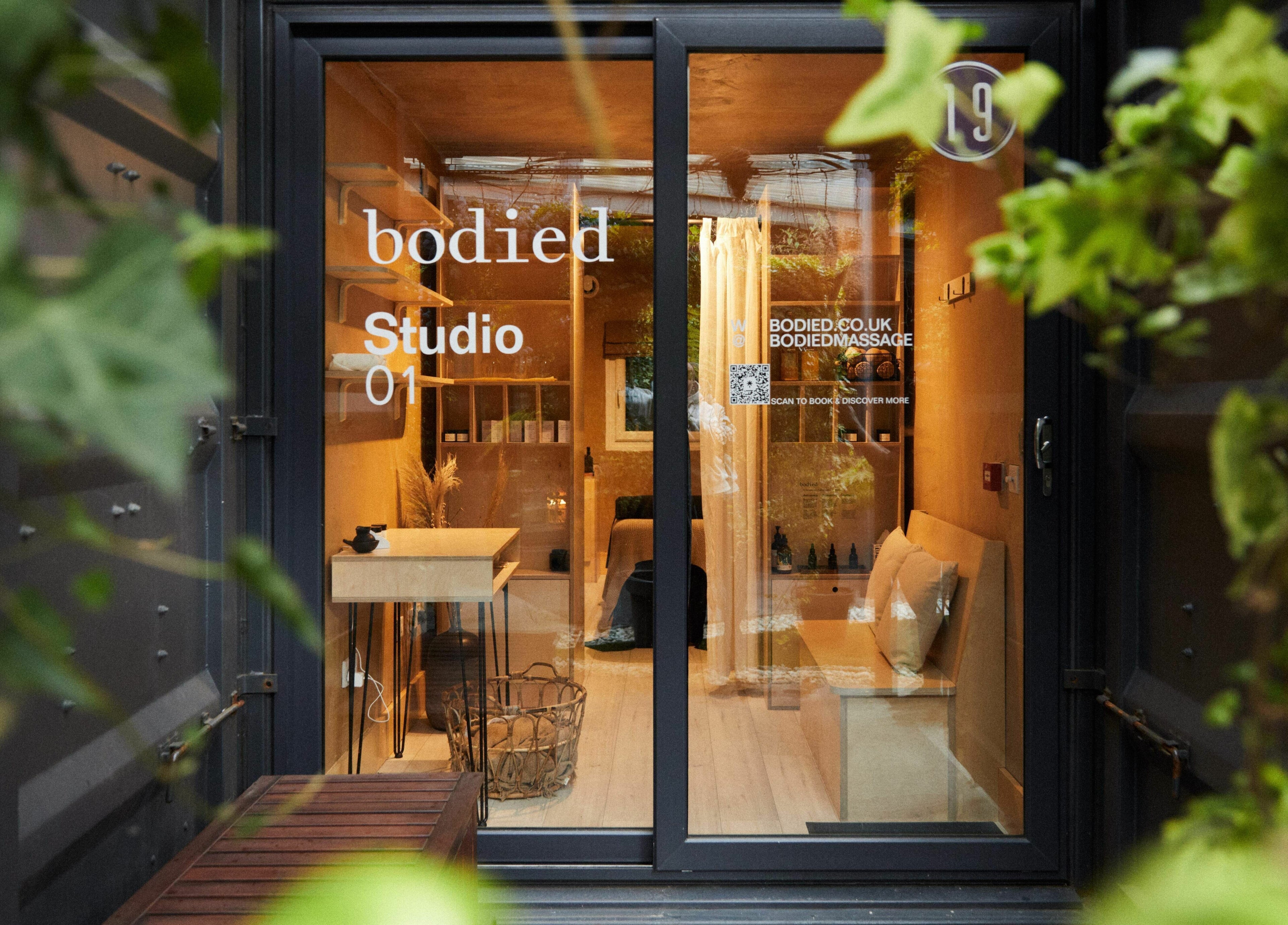 Entrance to Bodied beauty studio, a serene wellness space in London, England, GB.
