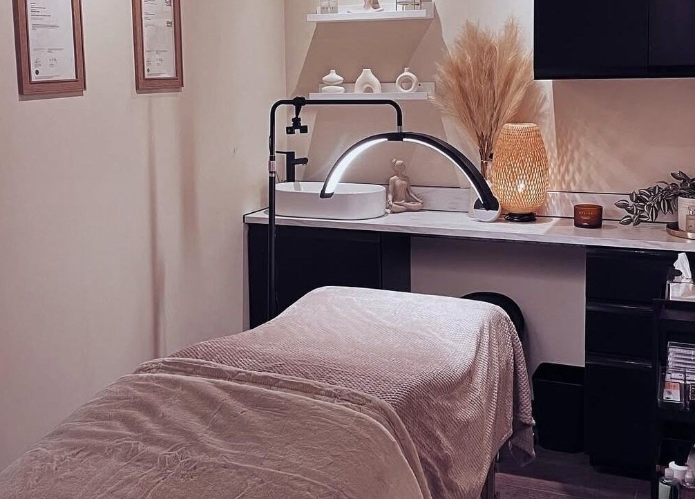 Tranquil treatment room at Mono, Hoyland, England, GB, featuring soft lighting and cozy decor.