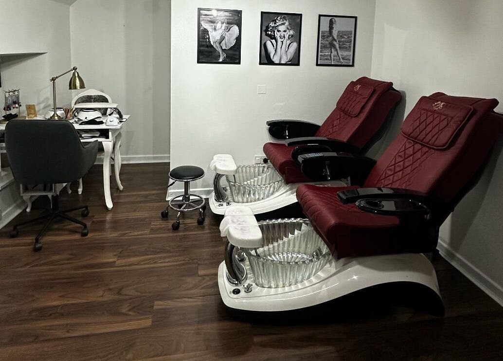 Pedicure chairs at Royal Gold Studios in Mullingar, County Westmeath, IE, creating a luxurious spa ambiance.