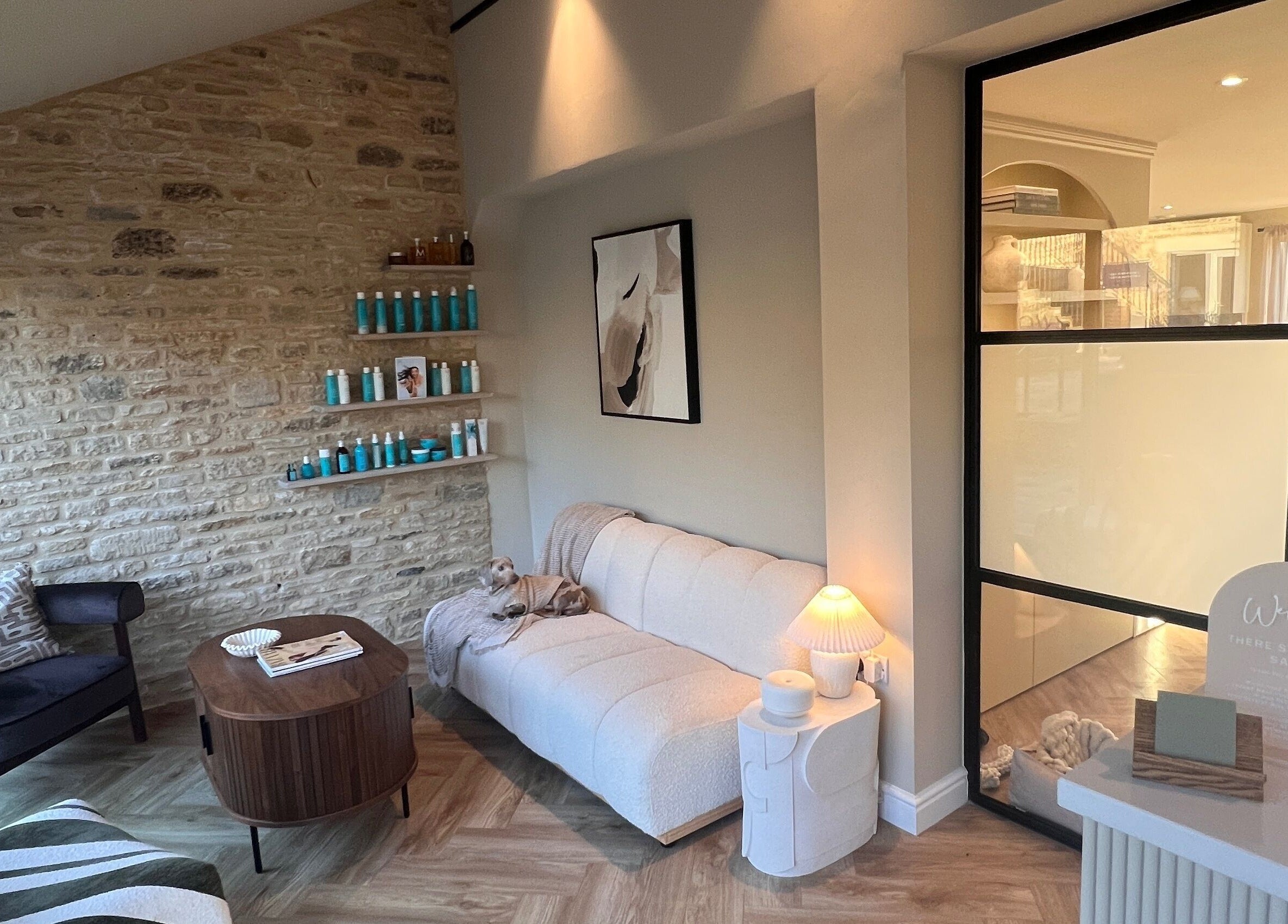 Moonlight Nails By Meg At Elkstone features a cozy lounge with modern decor in Elkstone, England, GB.