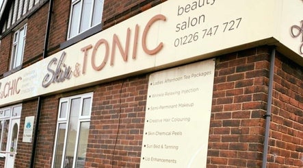 Front of Skin and Tonic Barnsley salon in Birdwell, England, showcasing services list.