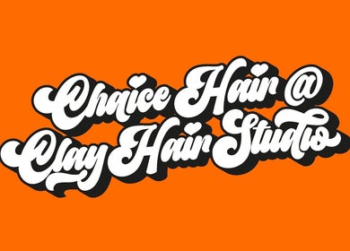 Chaice Hair logo in bold script on vibrant background, Birmingham, England, GB.