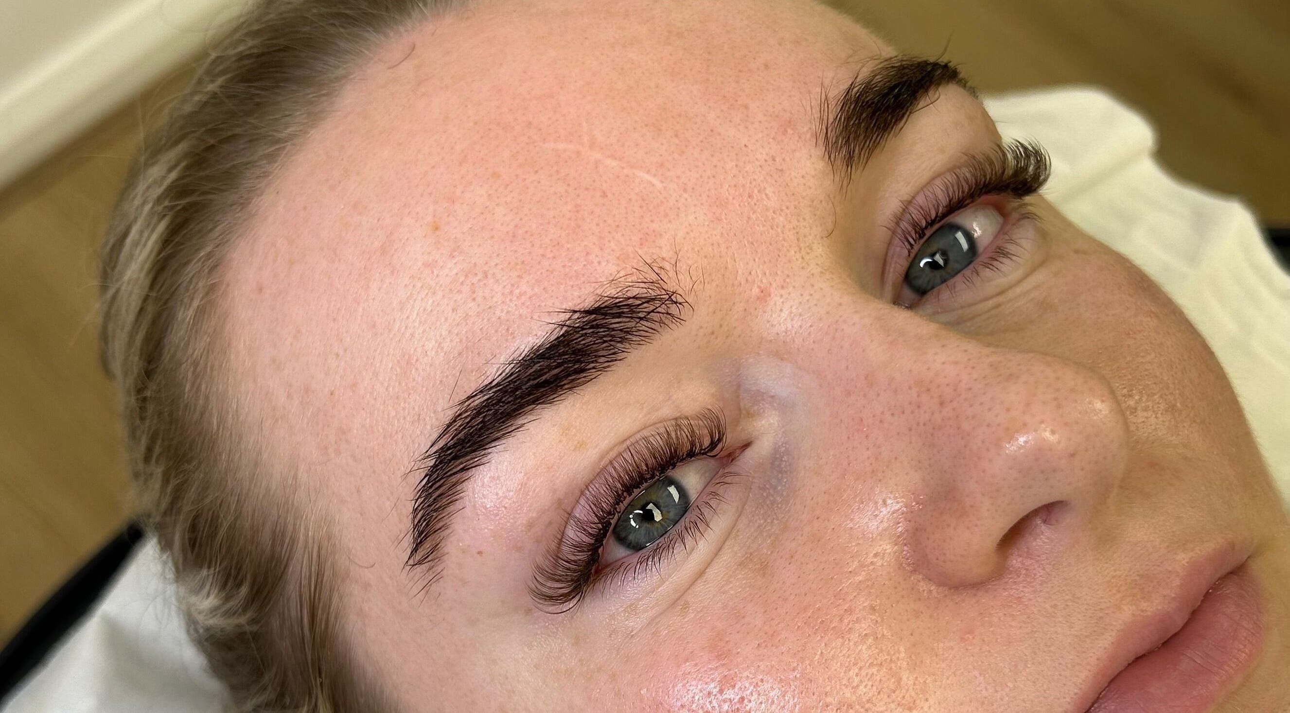 Close-up of eyelash extensions at Lashes by Libby in Stalybridge, England, GB showcasing detailed work.