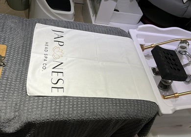 Luxurious head spa setup at The Nail Gallery and Beauty, Bodmin, England, GB, featuring a comfortable spa chair.