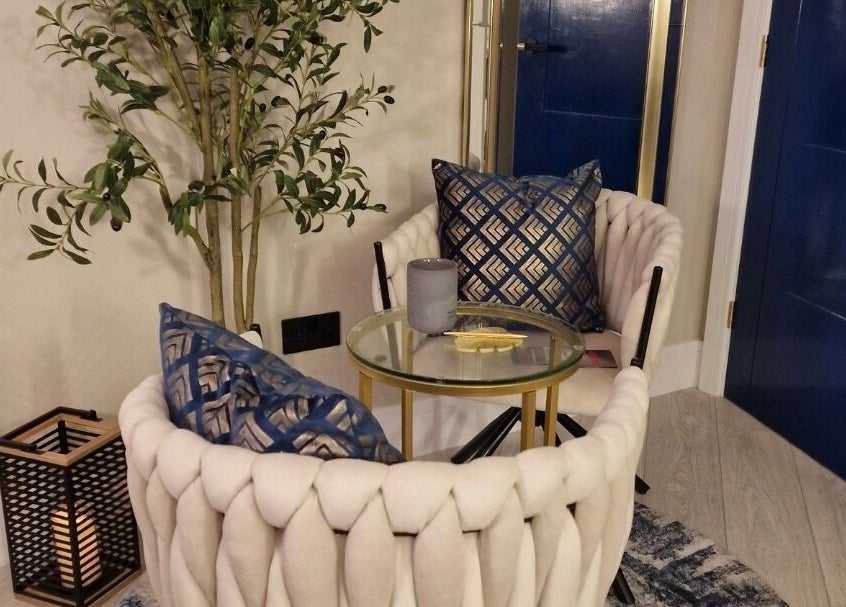 Chic seating area with stylish decor at Aesthetics Fifty Five in Wakefield, England, GB.