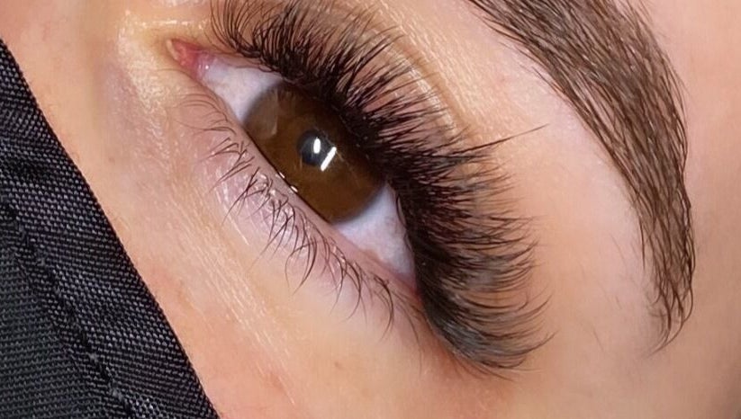 Close-up of beautifully styled lashes at Sugared by Shola, Bristol, England, GB.