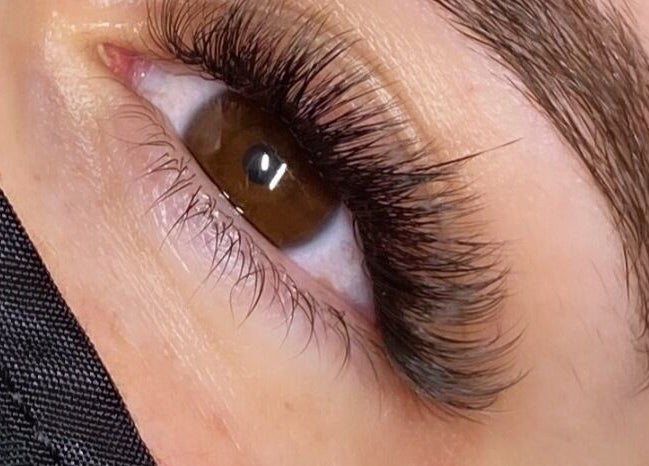 Close-up of beautifully styled lashes at Sugared by Shola, Bristol, England, GB.