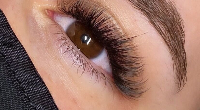 Close-up of beautifully styled lashes at Sugared by Shola, Bristol, England, GB.