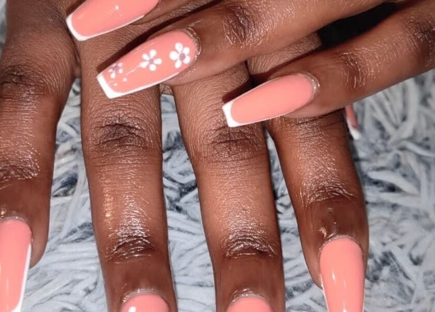 Beautiful floral nail art at HD Beauty Parlor, Cape Town, Western Cape, ZA.