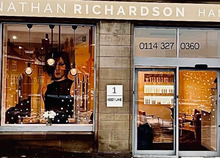 Exterior of Nathan Richardson Hair in Sheffield, England, GB showcasing chic salon facade.