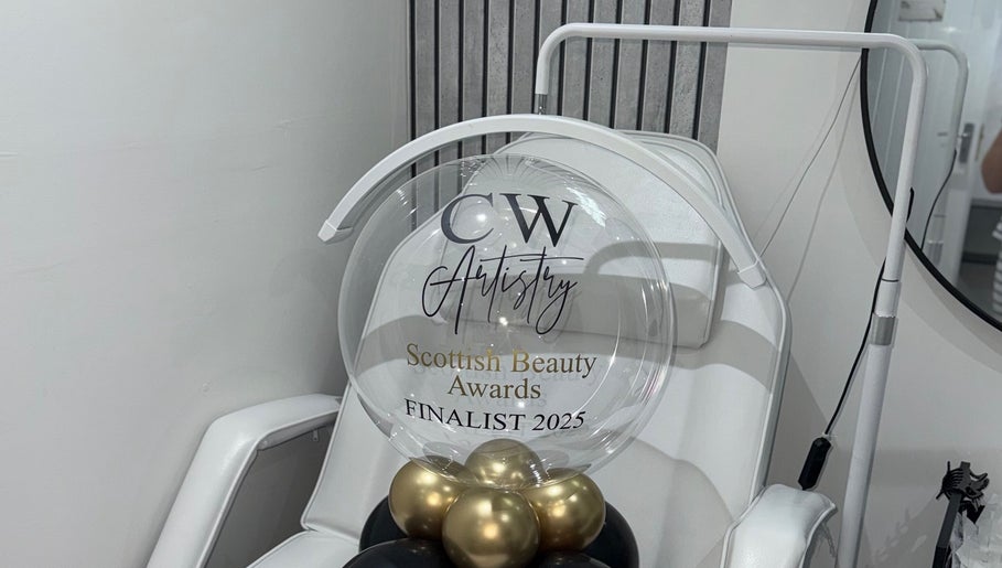Cw Artistry Scottish Beauty Awards finalist chair at Glasgow, Scotland, GB venue.