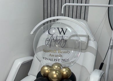 Cw Artistry Scottish Beauty Awards finalist chair at Glasgow, Scotland, GB venue.