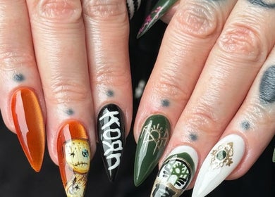 Unique nail art design by The Nail Lady in Southend-on-Sea, England, GB, showcasing colorful and creative patterns.